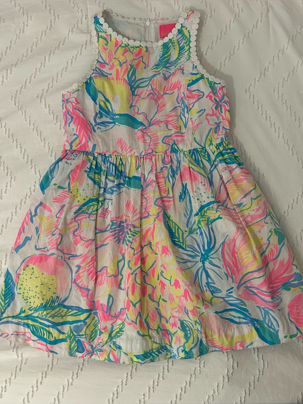 Lilly Pulitzer Girls Mini Tori Fit and Flare Dress Fiesta Bomba Size 8 GORGEOUS